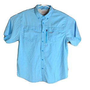 Coleman Outdoor Co. Camping Shirt Mens L Blue Button Down Vented Hiking Fishing